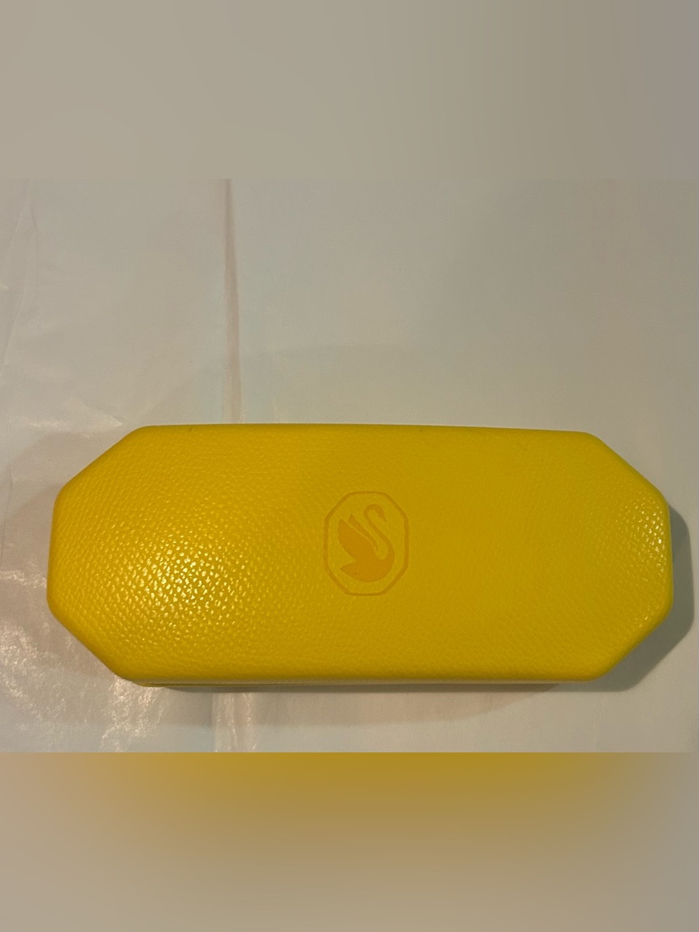 Swarovski Sunglasses Case,Yellow Hard Leather Clamshell, Yellow